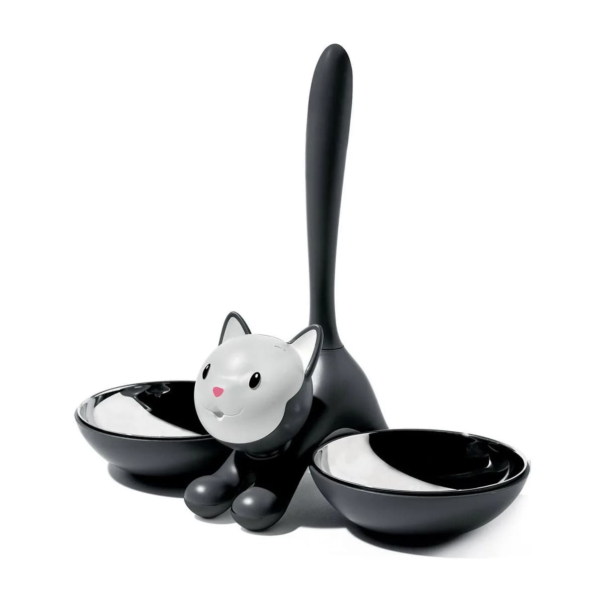 Alessi Tigrito Cat Bowl Black with Stainless Steel Insert | Designer Miriam Mirri - main product image