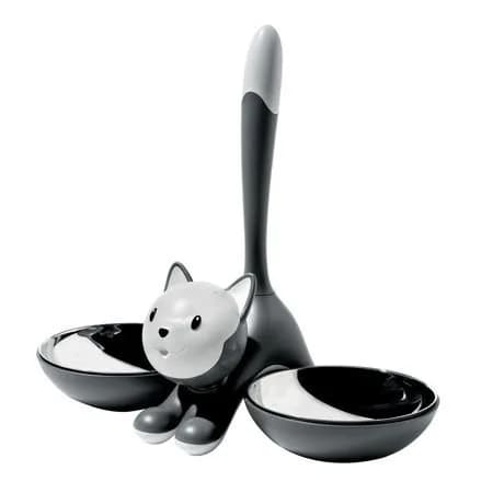 Alessi Tigrito Cat Bowl Black with Stainless Steel Insert | Designer Miriam Mirri thumbnail 6
