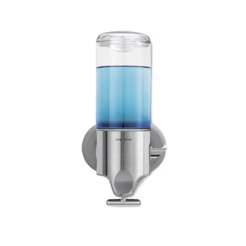 simplehuman Single Wall Mount Pump, Stainless Steel | Hotel-Grade Refillable Shower Soap Dispenser, Ergonomic T-Bar Lever, No-Drill Adhesive thumbnail 1