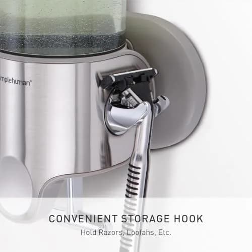 simplehuman Single Wall Mount Pump, Stainless Steel | Hotel-Grade Refillable Shower Soap Dispenser, Ergonomic T-Bar Lever, No-Drill Adhesive thumbnail 4