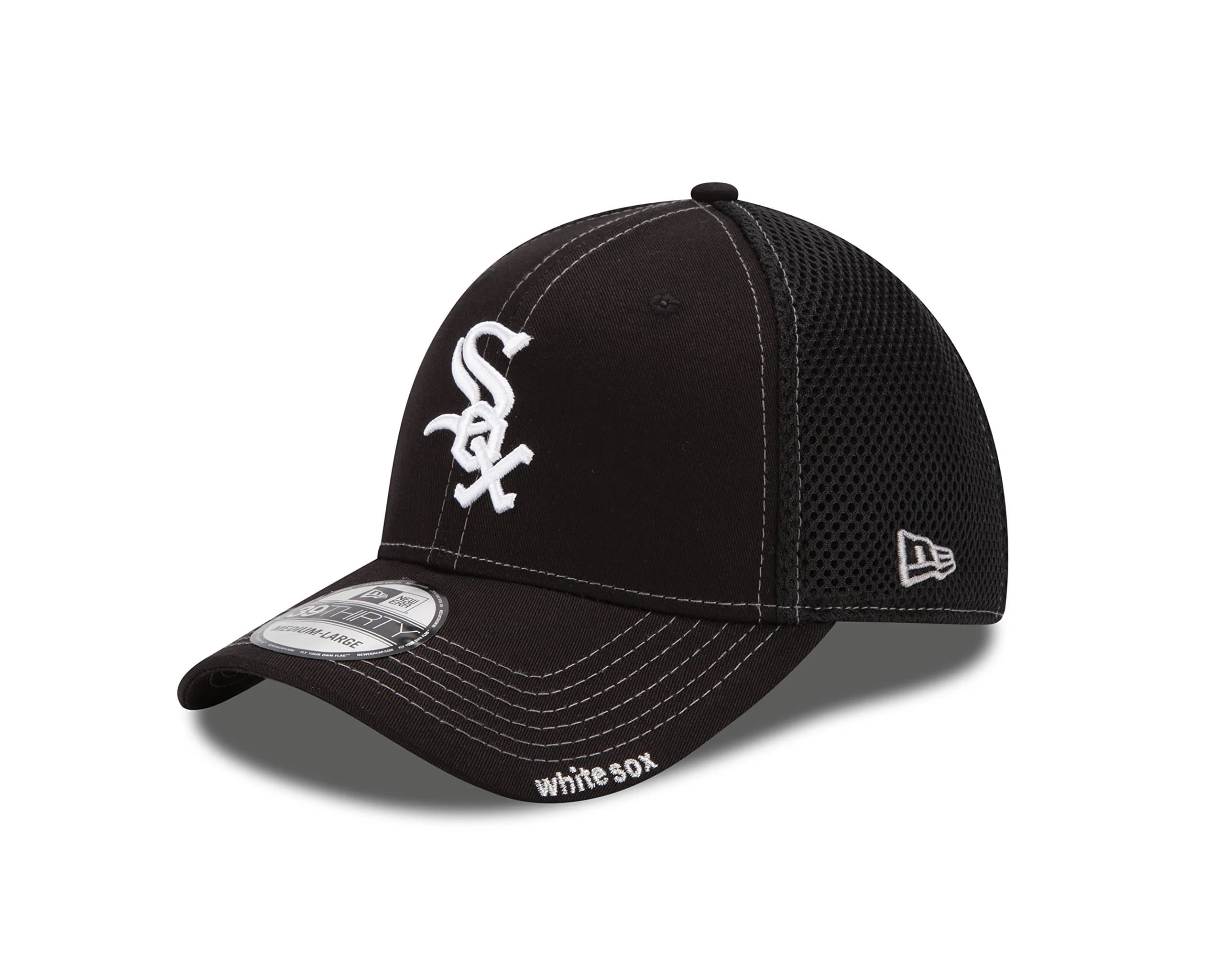 New Era MLB Chicago White Sox NEO 39Thirty Stretch Fit Cap Large/X-Large Black | Officially Licensed MLB Fan Hat - main product image