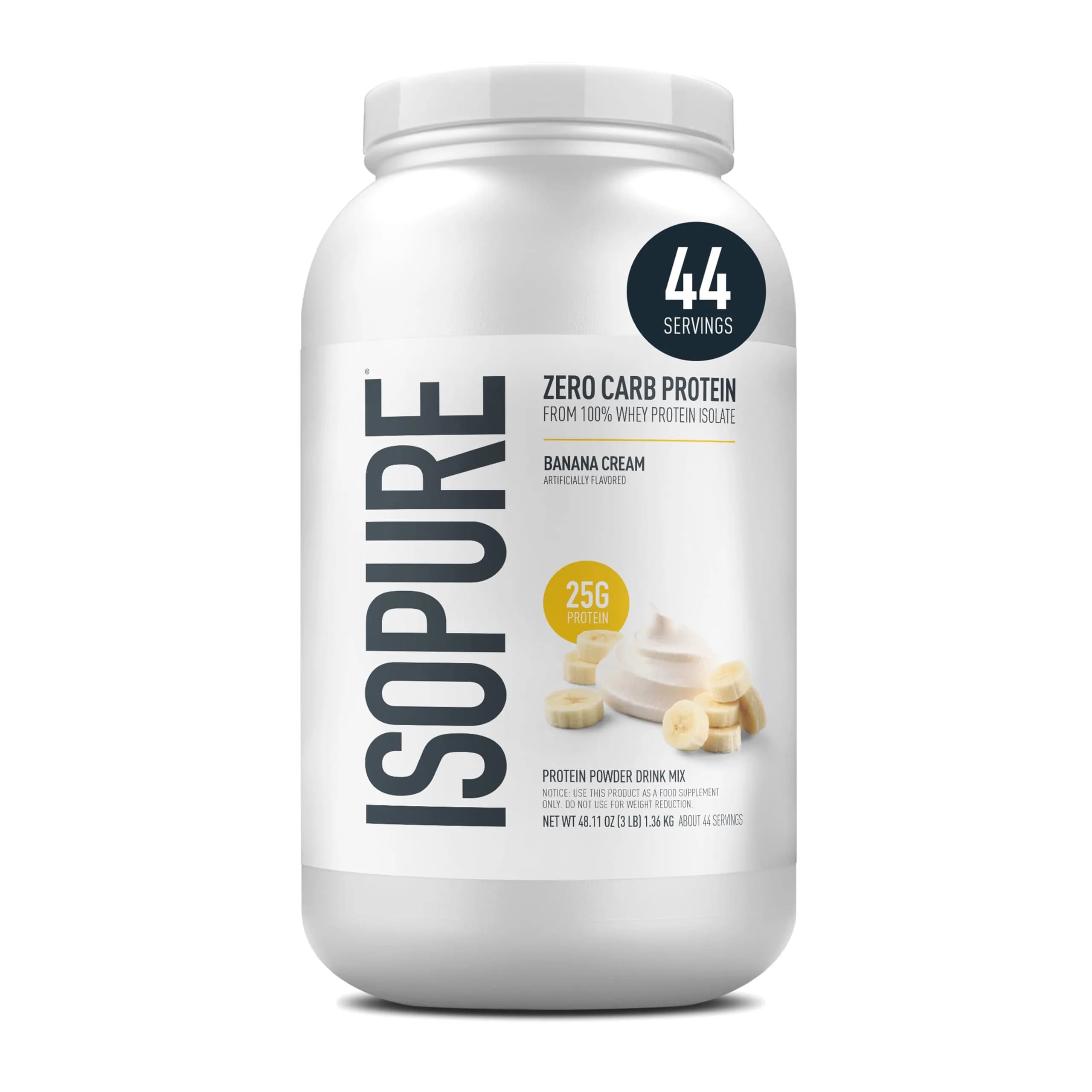 Isopure BANANA CREAM protein powder tub Whey isolate 44 servings