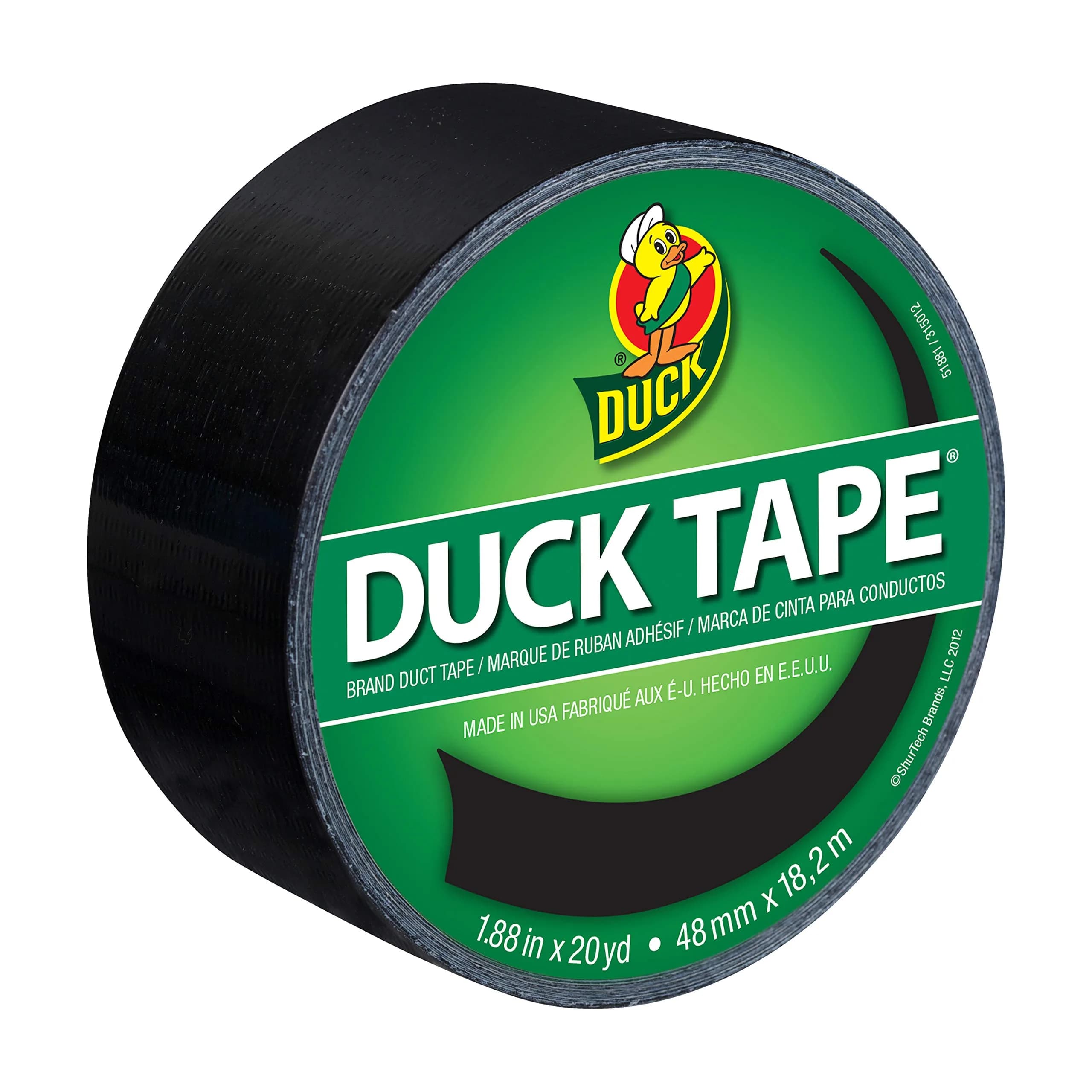 Duck Brand Black Duct Tape, Single Roll, 1.88" x 20 Yds | Heavy Duty Adhesive for Repairs & Crafts