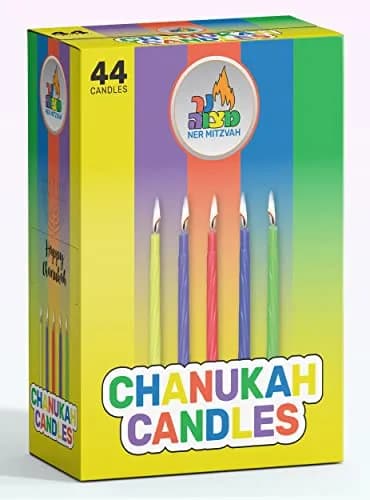 Ner Mitzvah Colorful Chanukah Candles 1-Pack - Standard Size Fits Most Menorahs - Premium Quality Wax - Assorted Colors - Bulk Pack for All 8 Nights of Hanukkah thumbnail 5