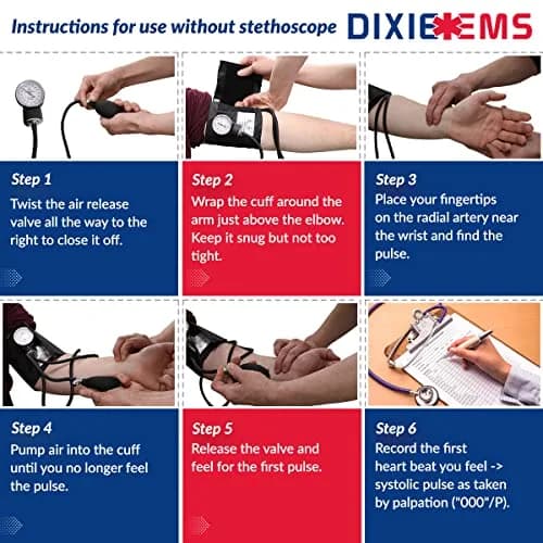 Dixie EMS Deluxe Aneroid Sphygmomanometer Blood Pressure Set with Adult Cuff, Carrying Case & Calibration Tool - Navy | 25.4cm-40.6cm (10"-16") thumbnail 7
