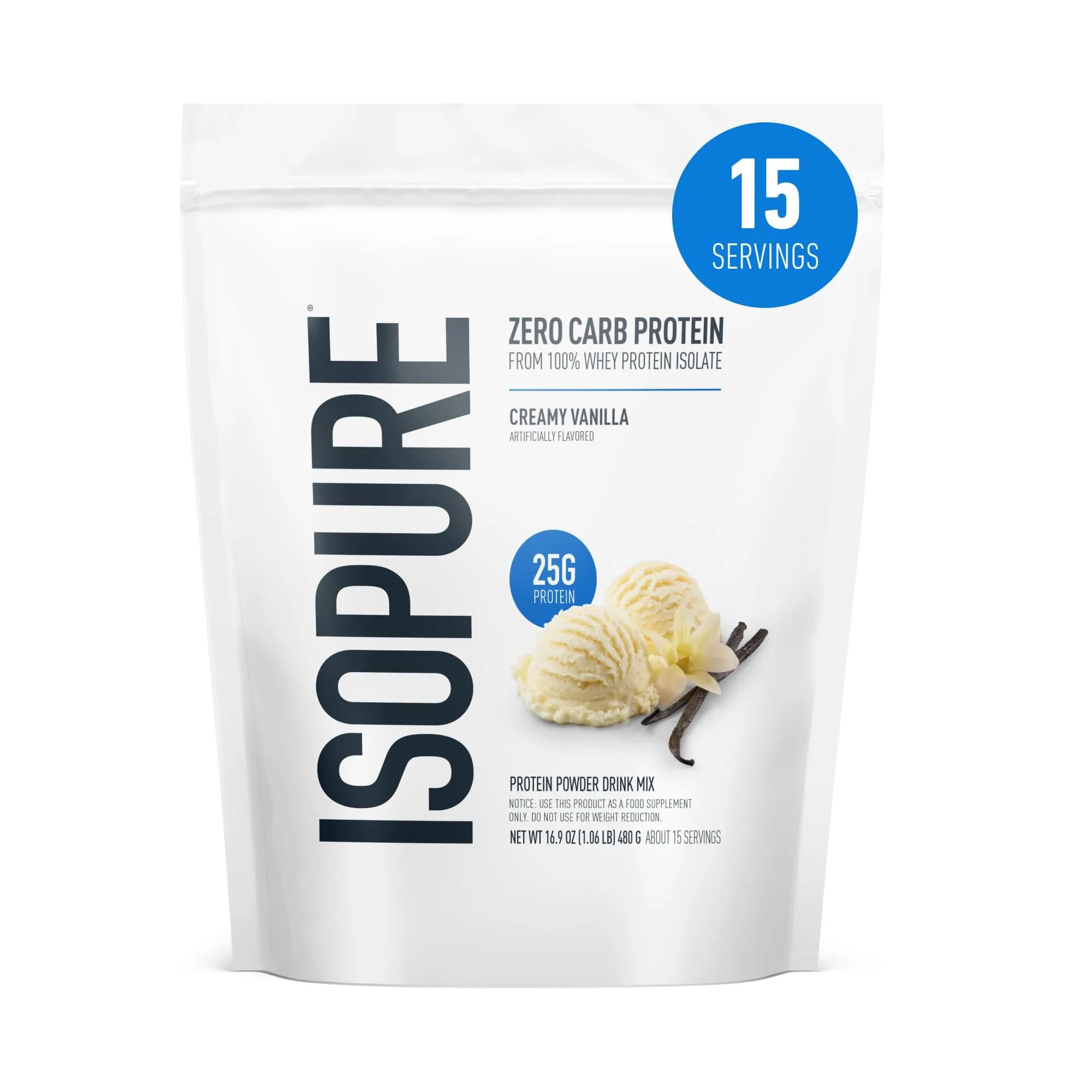 Isopure Zero Carb 100% Pure Whey Isolate Protein Powder Creamy Vanilla 1 Lb (454g) | High Protein for Muscle Recovery, Zero Carb, USA Import thumbnail 3