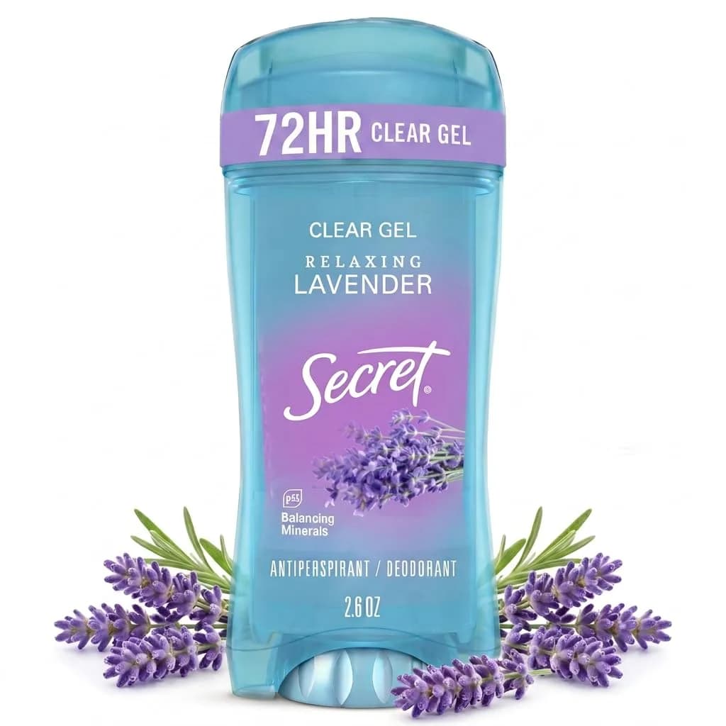 Secret Fresh Antiperspirant Deodorant for Women, 72hr Breathable Sweat & Odor Protection, Instant Freshness & Gentle, PH Balancing Minerals, Clear Gel, Relaxing Lavender Scent, 2.6 oz | 72-hour breathable sweat control - main product image