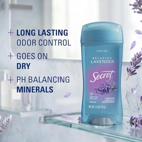 Secret Fresh Antiperspirant Deodorant for Women, 72hr Breathable Sweat & Odor Protection, Instant Freshness & Gentle, PH Balancing Minerals, Clear Gel, Relaxing Lavender Scent, 2.6 oz | 72-hour breathable sweat control thumbnail 2