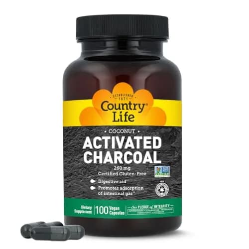 Country Life Coconut Activated Charcoal 260 mg | Vegan Digestive Support for Adults thumbnail 1