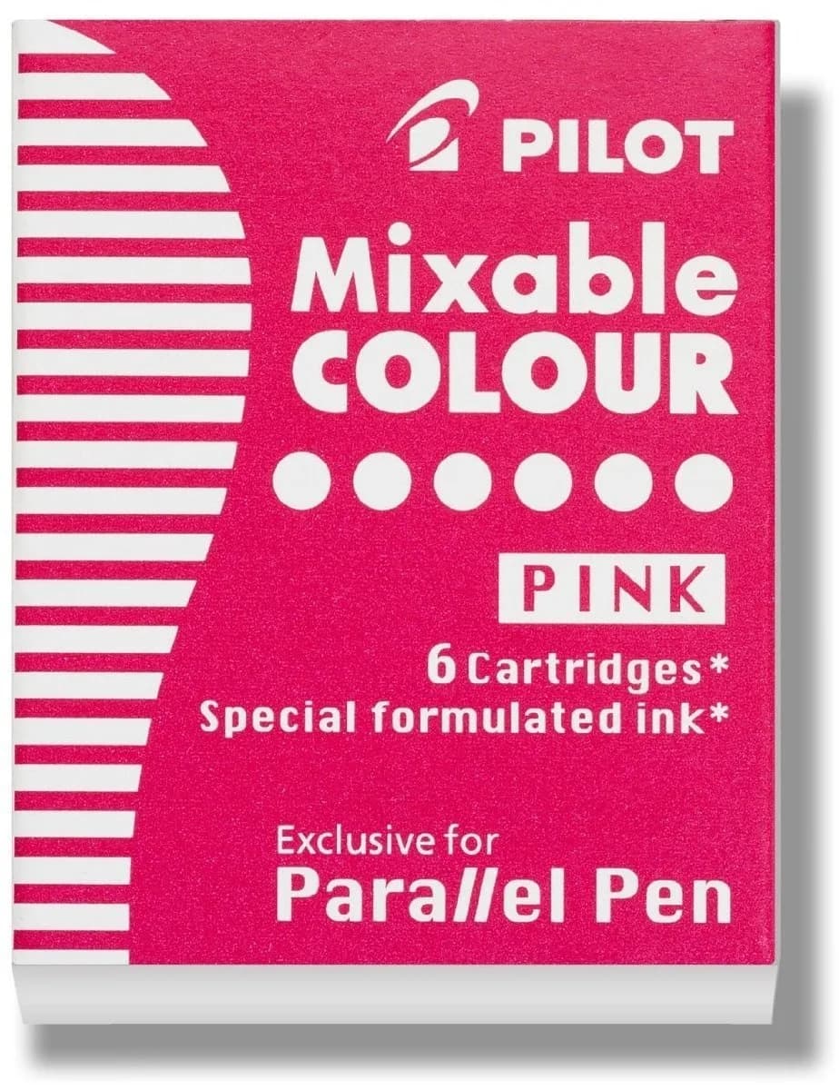 PILOT Parallel Mixable Color Ink Refills for Calligraphy Pens, Pink Ink, Pack of 6 (77310)