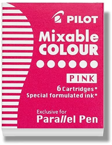 PILOT Parallel Mixable Color Ink Refills for Calligraphy Pens, Pink Ink, Pack of 6 (77310) thumbnail 1