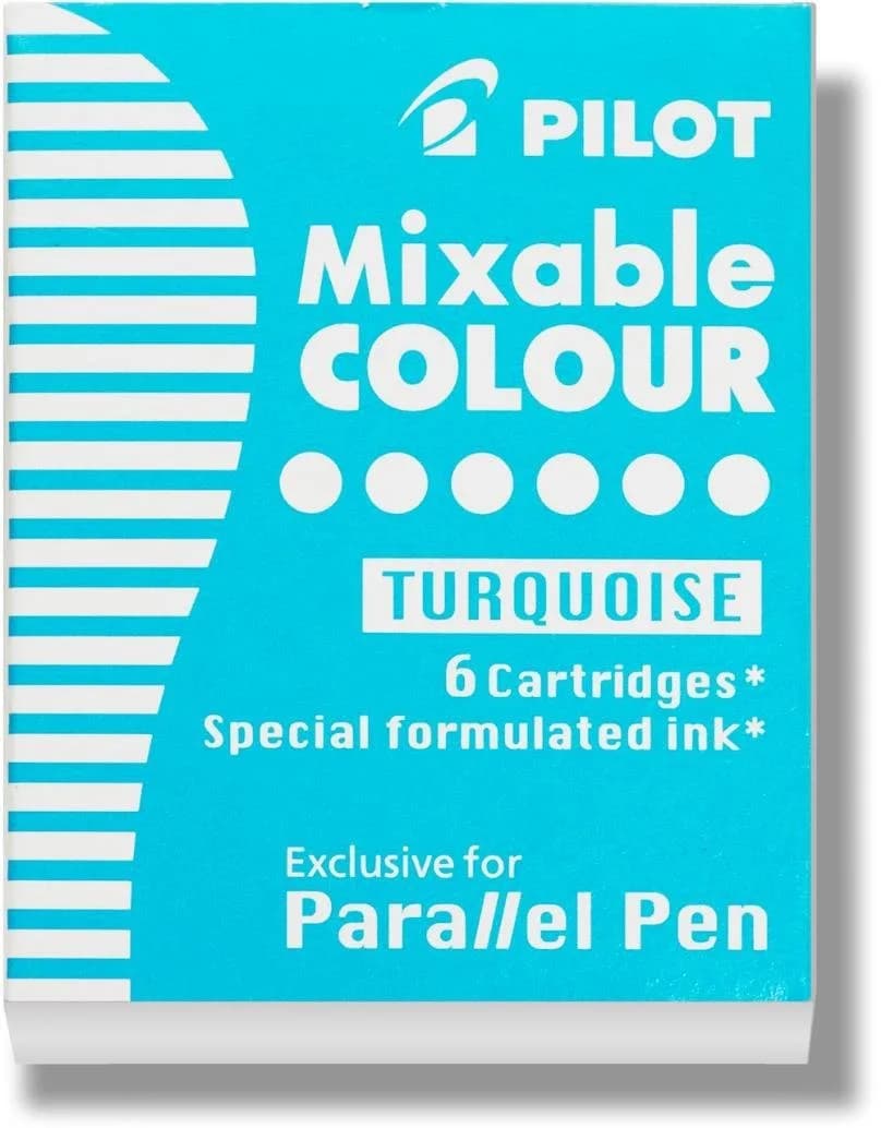 PILOT Parallel Mixable Color Ink Refills for Calligraphy Pens, Turquoise, 6-Pack | Smooth Ink Flow — Turquoise