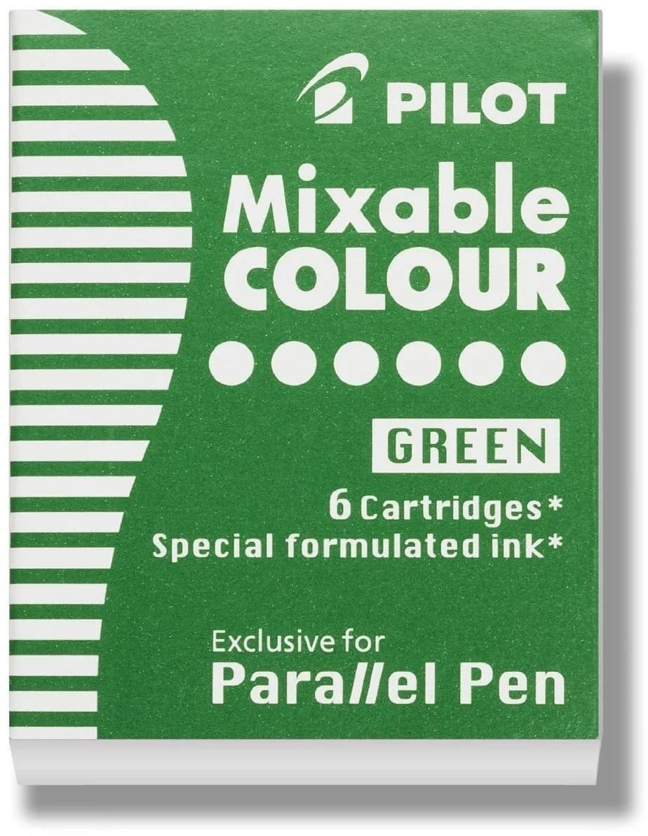 PILOT Parallel Mixable Color Ink Refills for Calligraphy Pens, Green, Pack of 6