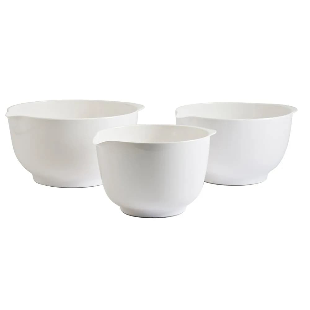 Hutzler Melamine Mixing Bowl Set: 2, 3, and 4 Liters, White | BPA-Free & Dishwasher Safe