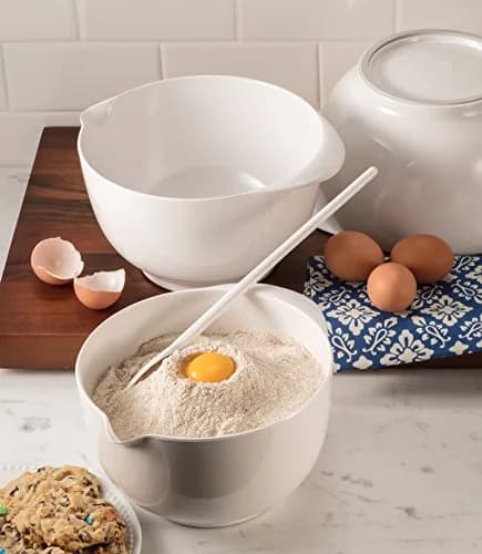Hutzler Melamine Mixing Bowl Set: 2, 3, and 4 Liters, White | BPA-Free & Dishwasher Safe thumbnail 7