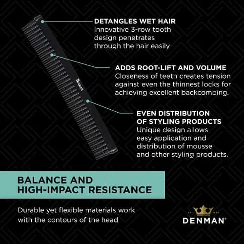 Denman Jack Dean Curl Volumiser Comb 6.9 Inch | Detangles & Defines Curly Hair thumbnail 5