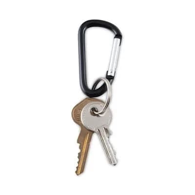 Advantus D-Shape Carabiner Key Chains, Black, 10-Pack | 2.5 inch (6.35 cm) Aluminum Utility Clips thumbnail 3