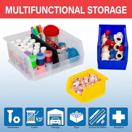 Akro-Mils 30235 AkroBins Plastic Storage Bins, 11"x11"x5", Clear, 6-Pack | Heavy-Duty Stackable Organizer thumbnail 3