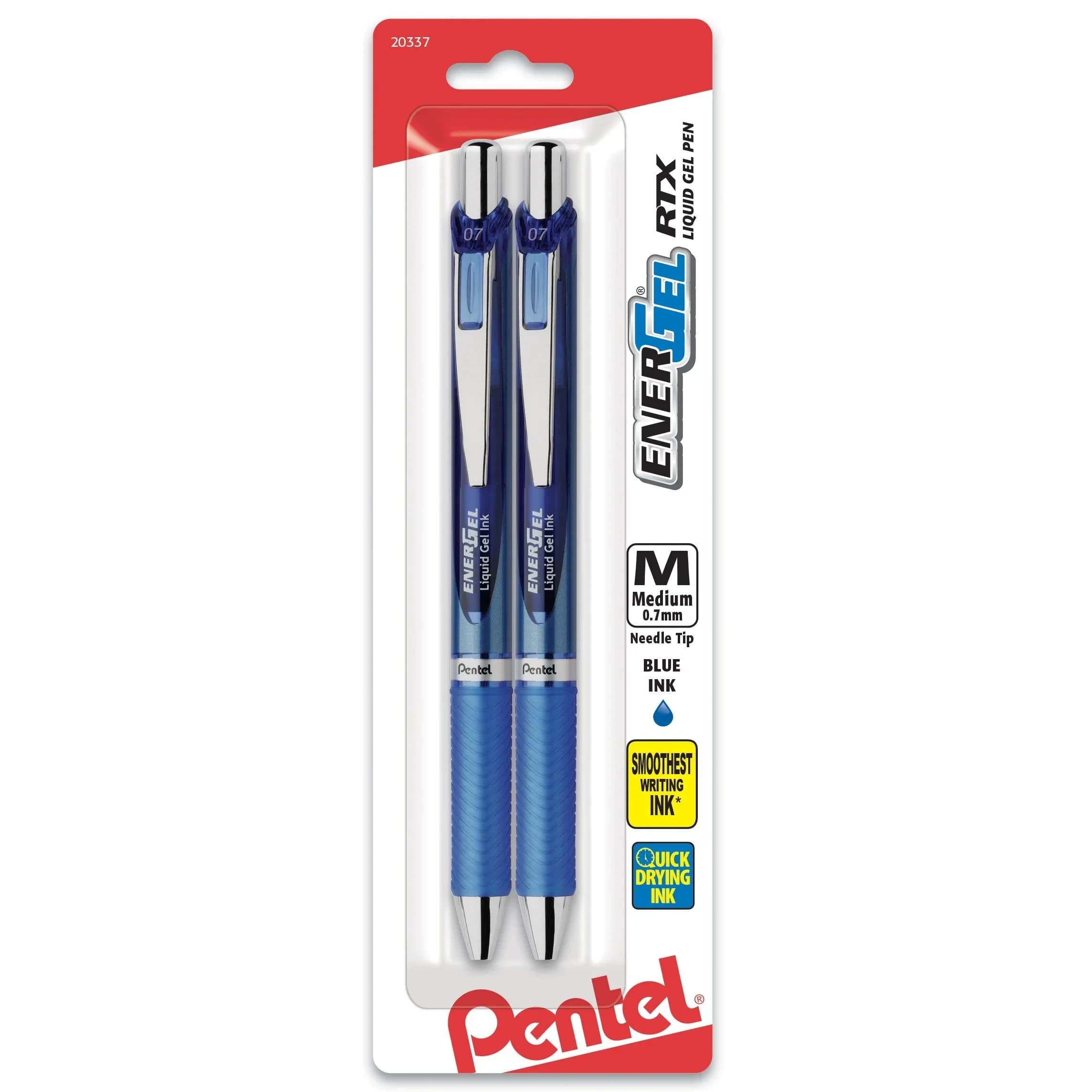 Pentel EnerGel RTX Retractable Gel Pen 0.7mm Medium Violet Ink, 2-Pack | Smooth Writing & Fast Dry — Blue Ink