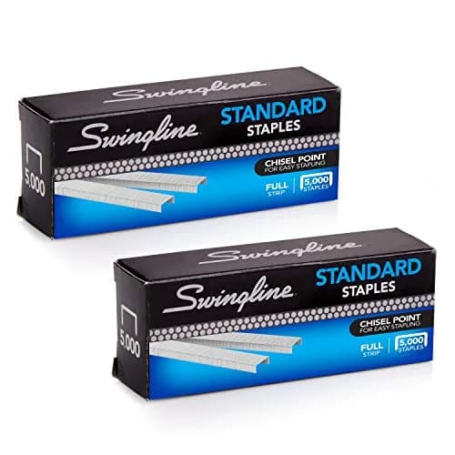Swingline Standard Staples 1/4" Length, 5000 Staples/Box, 2-Pack | Reliable Performance for Office & School thumbnail 1
