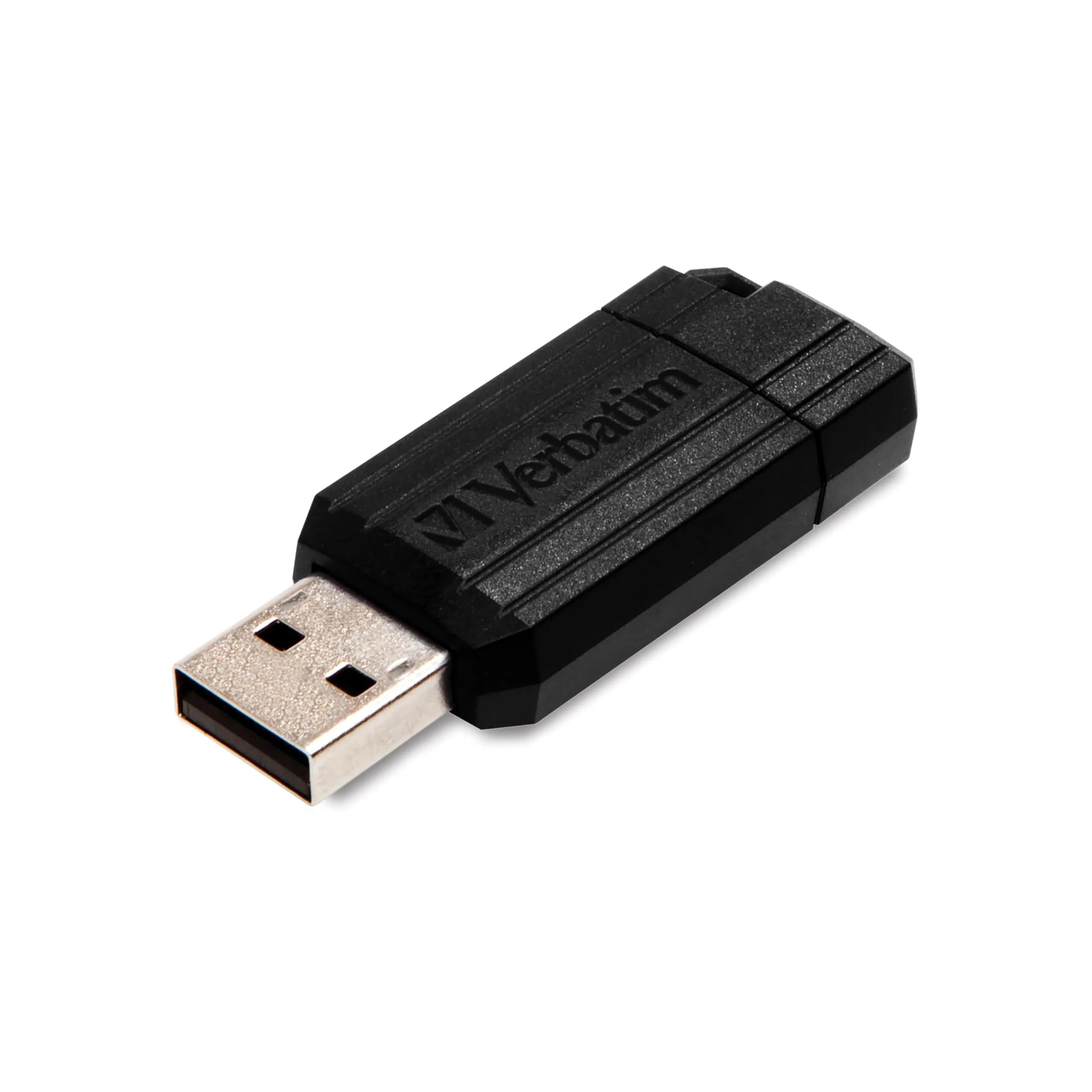 Verbatim 32GB Pinstripe USB 2.0 Flash Drive Retractable Thumb Drive - Black - main product image
