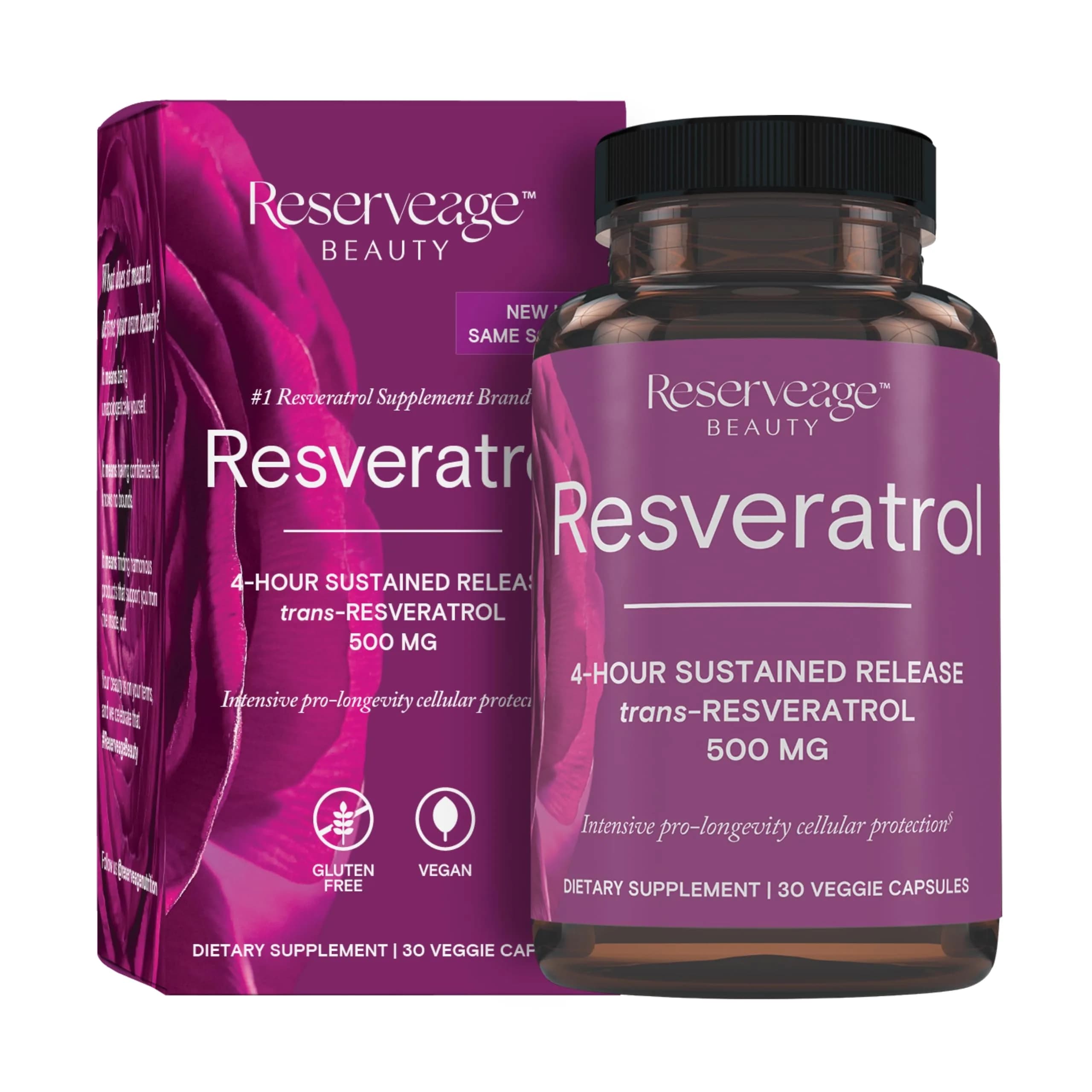 Reserveage Nutrition Resveratrol 500 mg Capsules | Antioxidant Supplement for Cellular Health