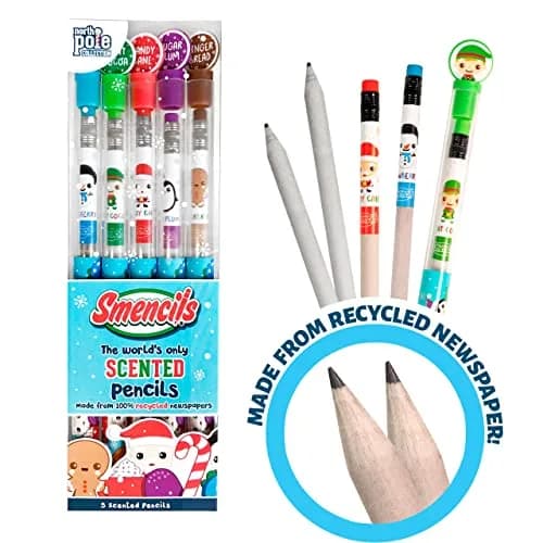 Scentco Holiday Smencils - HB #2 Scented Fun Pencils, 5 Count | Holiday-themed, Recycled Newspaper, Long-lasting Scents thumbnail 2