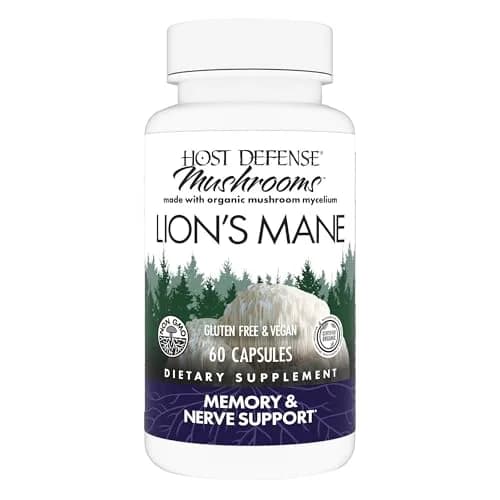 Host Defense Lion's Mane, Brain Support & Focus, 60 Capsules | Organic Mushroom for Mental Clarity thumbnail 1