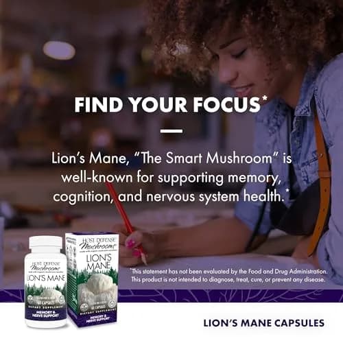 Host Defense Lion's Mane, Brain Support & Focus, 60 Capsules | Organic Mushroom for Mental Clarity thumbnail 5