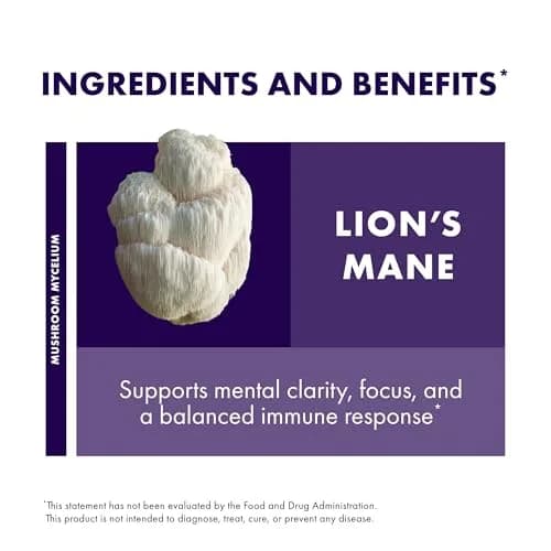 Host Defense Lion's Mane, Brain Support & Focus, 60 Capsules | Organic Mushroom for Mental Clarity thumbnail 6