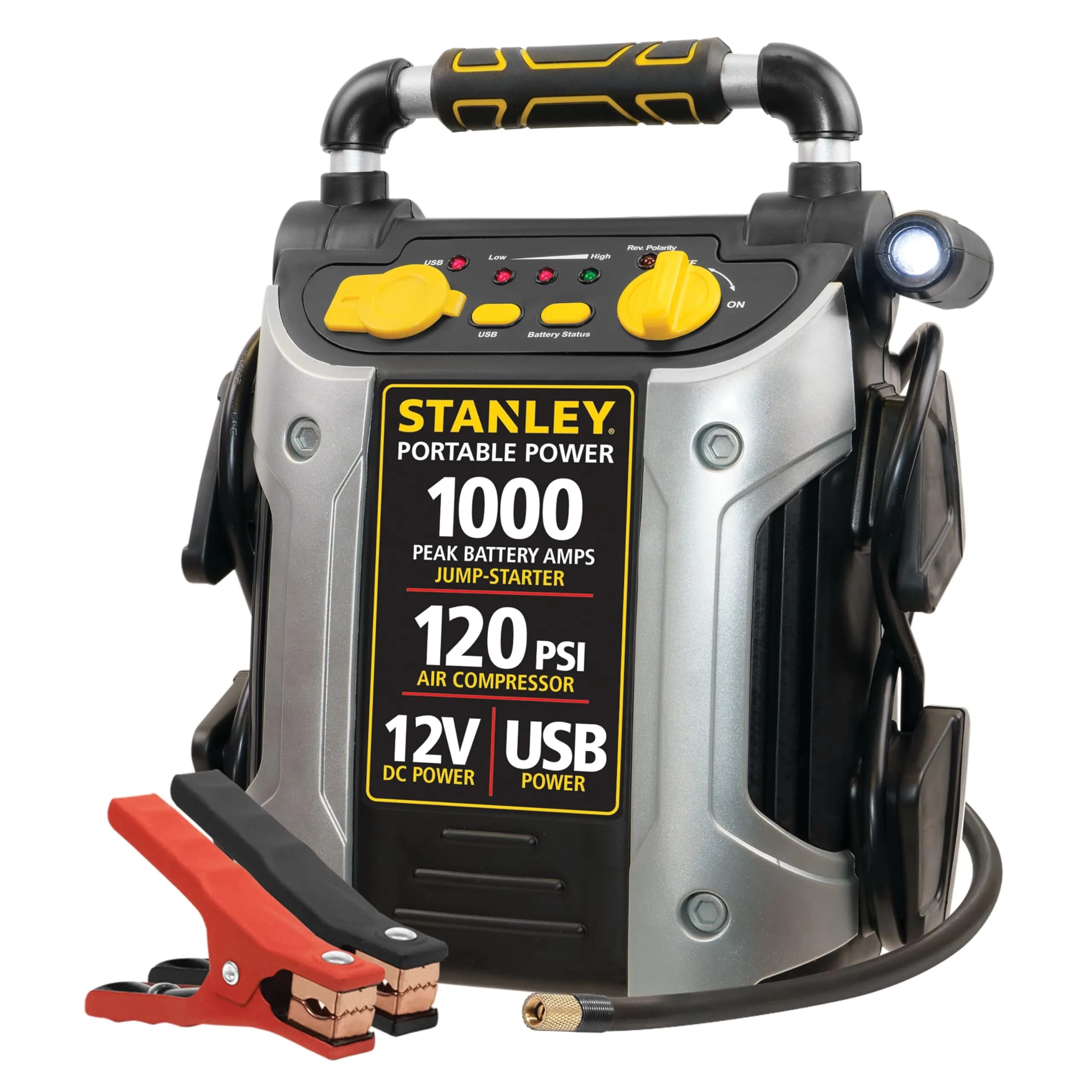 STANLEY Jump Starter with Compressor 1000 Amp | Portable Car Power Station, 120 PSI Air, USB & DC Ports