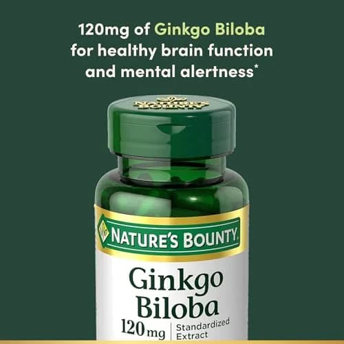 Nature's Bounty Ginkgo Biloba Capsules 120mg | Memory Support & Brain Function thumbnail 3
