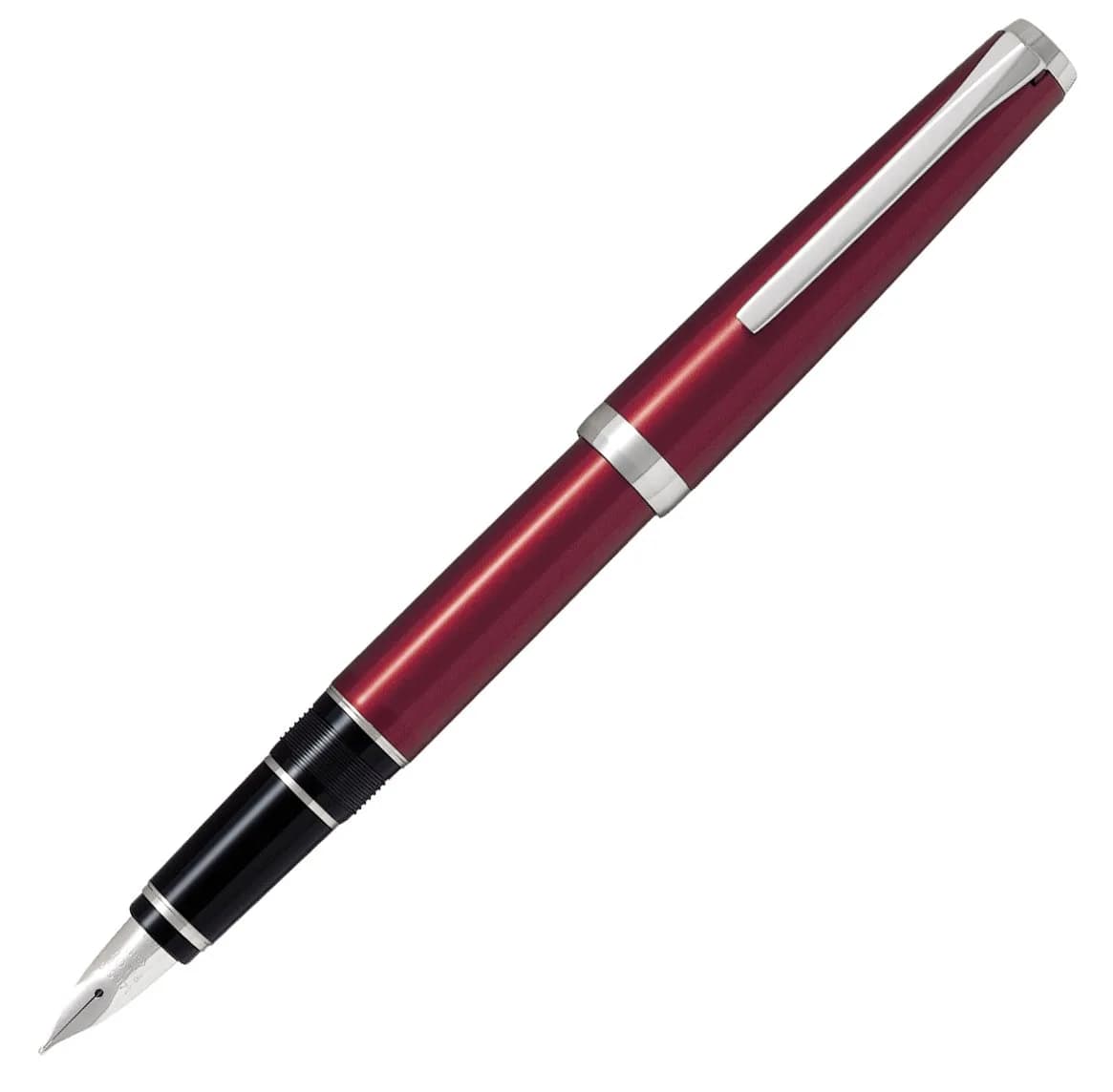 PILOT Metal Falcon Collection Fountain Pen, Burgundy Barrel, Fine Nib | Elegant, Refillable & Artful (70-120 chars) — Burgundy