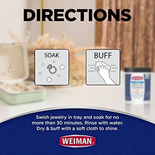 Weiman Fine Jewelry Cleaner Liquid with Brush – Restores Shine to Gold, Platinum, Gemstones & Diamonds, 6 Oz (177 ml) thumbnail 7