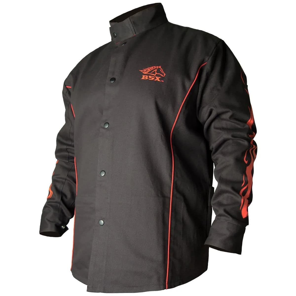 Revco BX9C-XL BSX Black/Red Stryker FR Welding Jackets X-Large | Fire-Retardant Cotton, Racing Collar, Dual Pockets - main product image