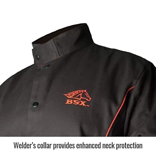 Revco BX9C-XL BSX Black/Red Stryker FR Welding Jackets X-Large | Fire-Retardant Cotton, Racing Collar, Dual Pockets thumbnail 2