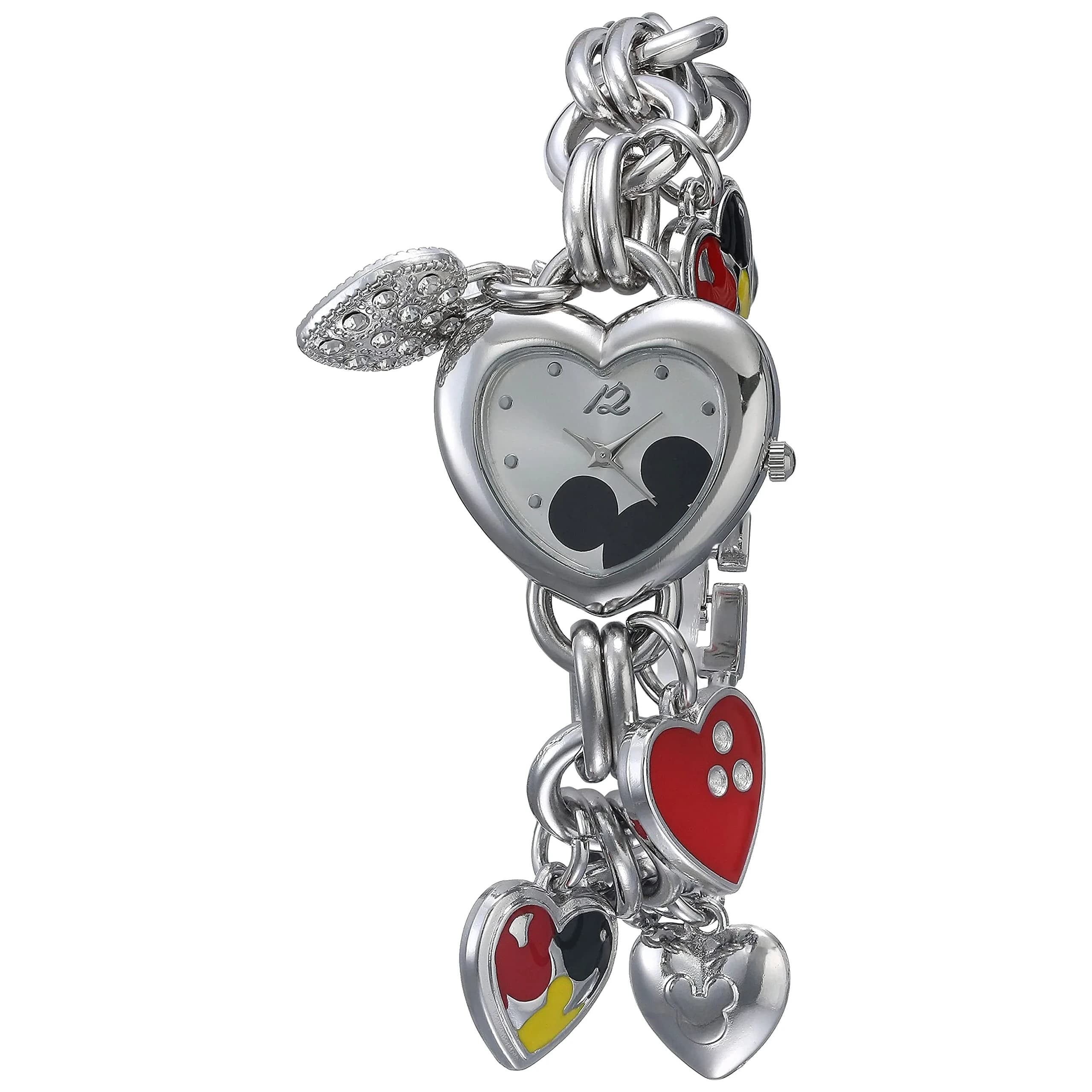 Accutime Disney Mickey Mouse Charm Bracelet Watch - 28.2mm Heart Case | Japanese Quartz Movement - main product image