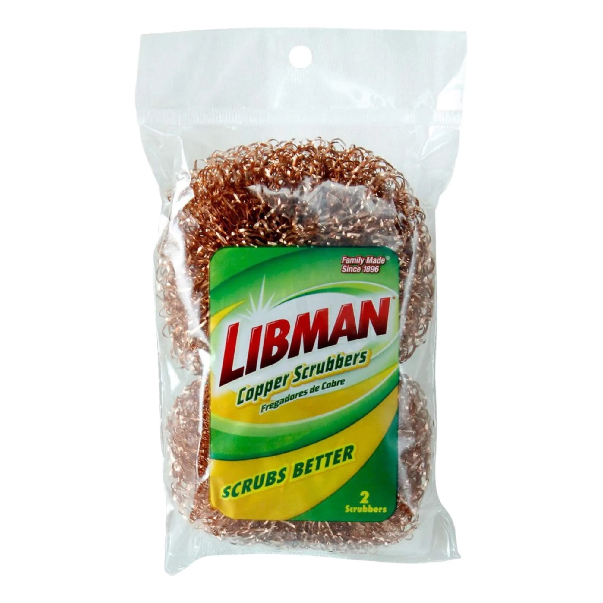 Libman Copper Scrubbers Pack of 2 | Rust-Free Copper Fibers for Tough Messes - main product image