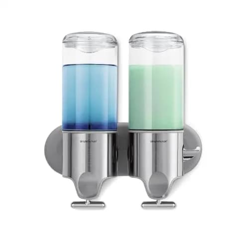 simplehuman Wall Mount Pumps, Twin 15 fl. oz. Stainless Steel | Space-Saving Shower Dispenser thumbnail 1