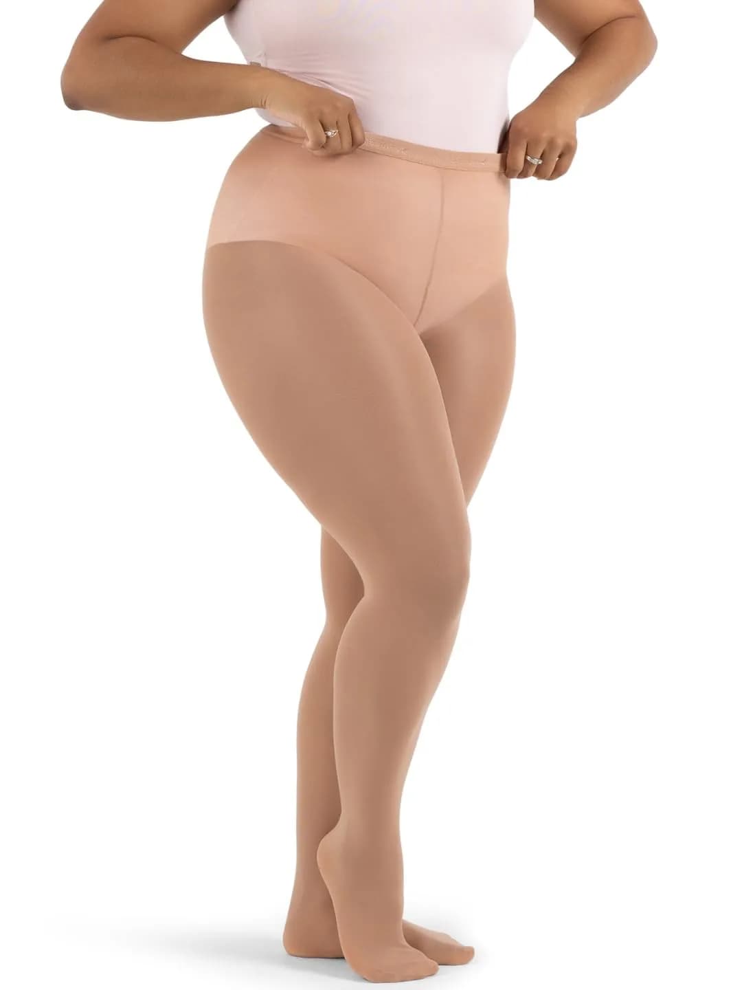 Capezio Hold & Stretch® Footed Tight, Suntan, X-Large | Seamless, Supportive Dancewear — Light Suntan / Medium