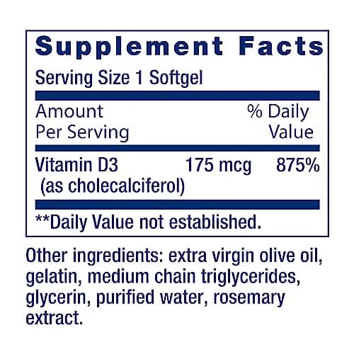 Life Extension Vitamin D3 175 mcg (7000 IU) | Bone & Immune Support, 60 Softgels thumbnail 3