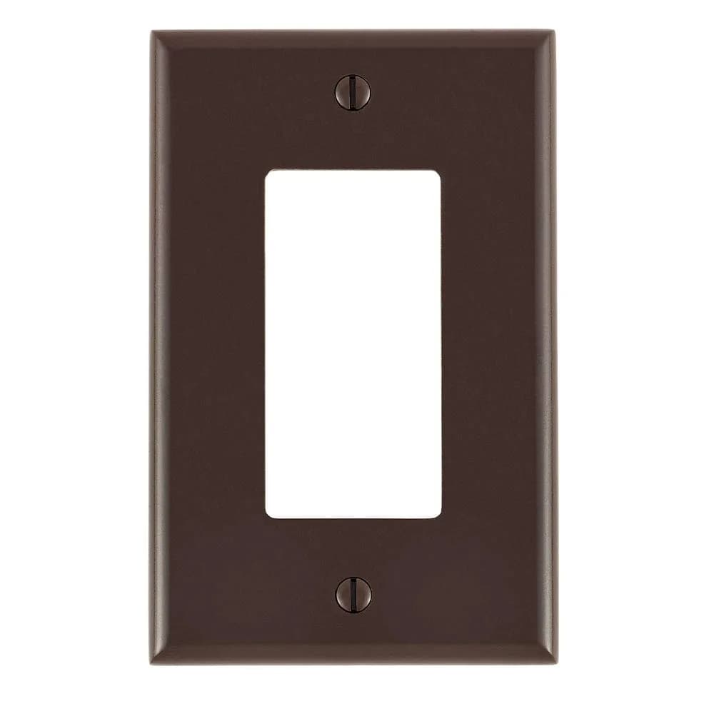Leviton 1-Gang Decora Wallplate, Midway Size, Thermoset, Brown | High Dielectric Strength & Dust Resistance