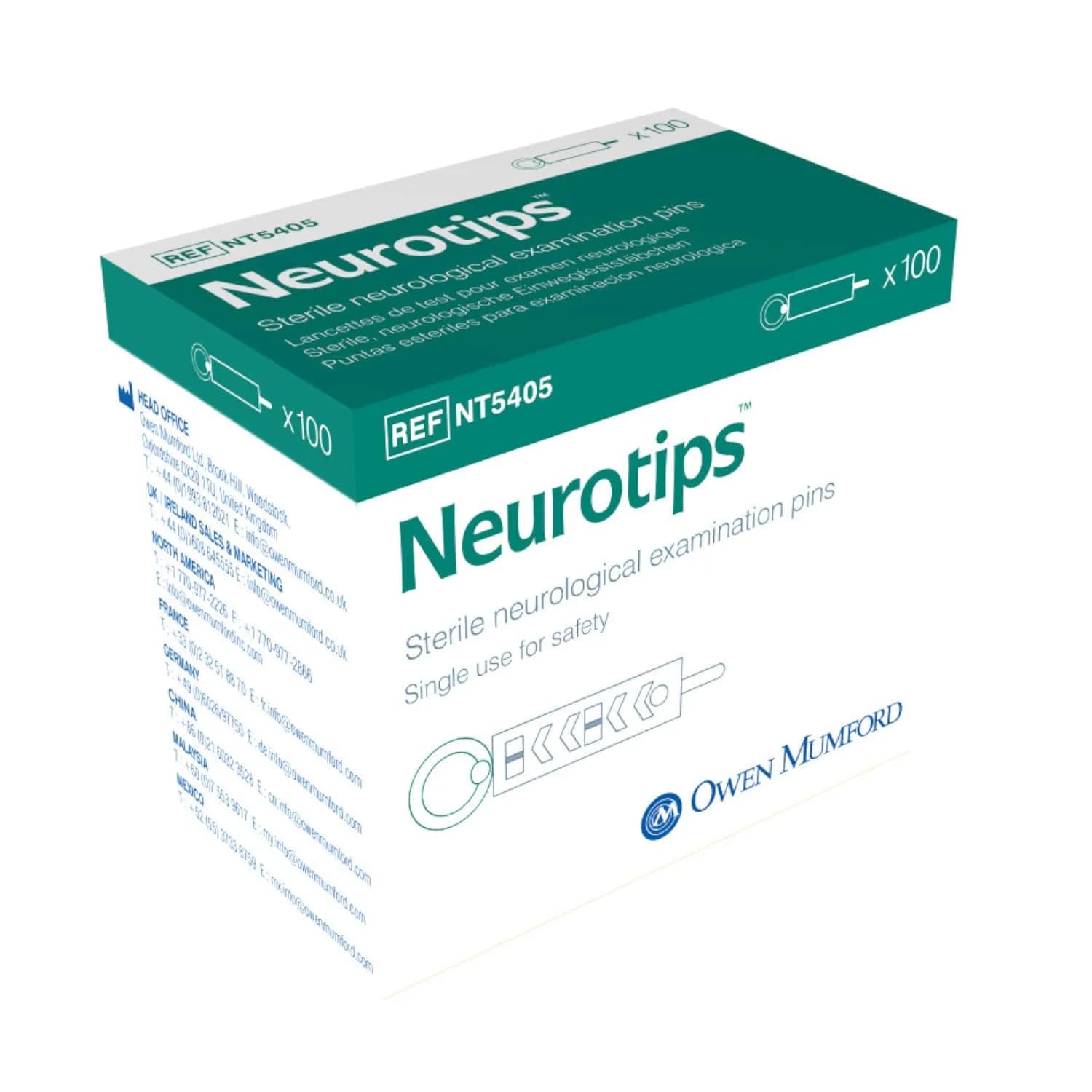 Owen Mumford Neurotips Peripheral Neuropathy Examination Pins, White & Red, 100 Count | Standardized Skin Puncture Test for Neuropen