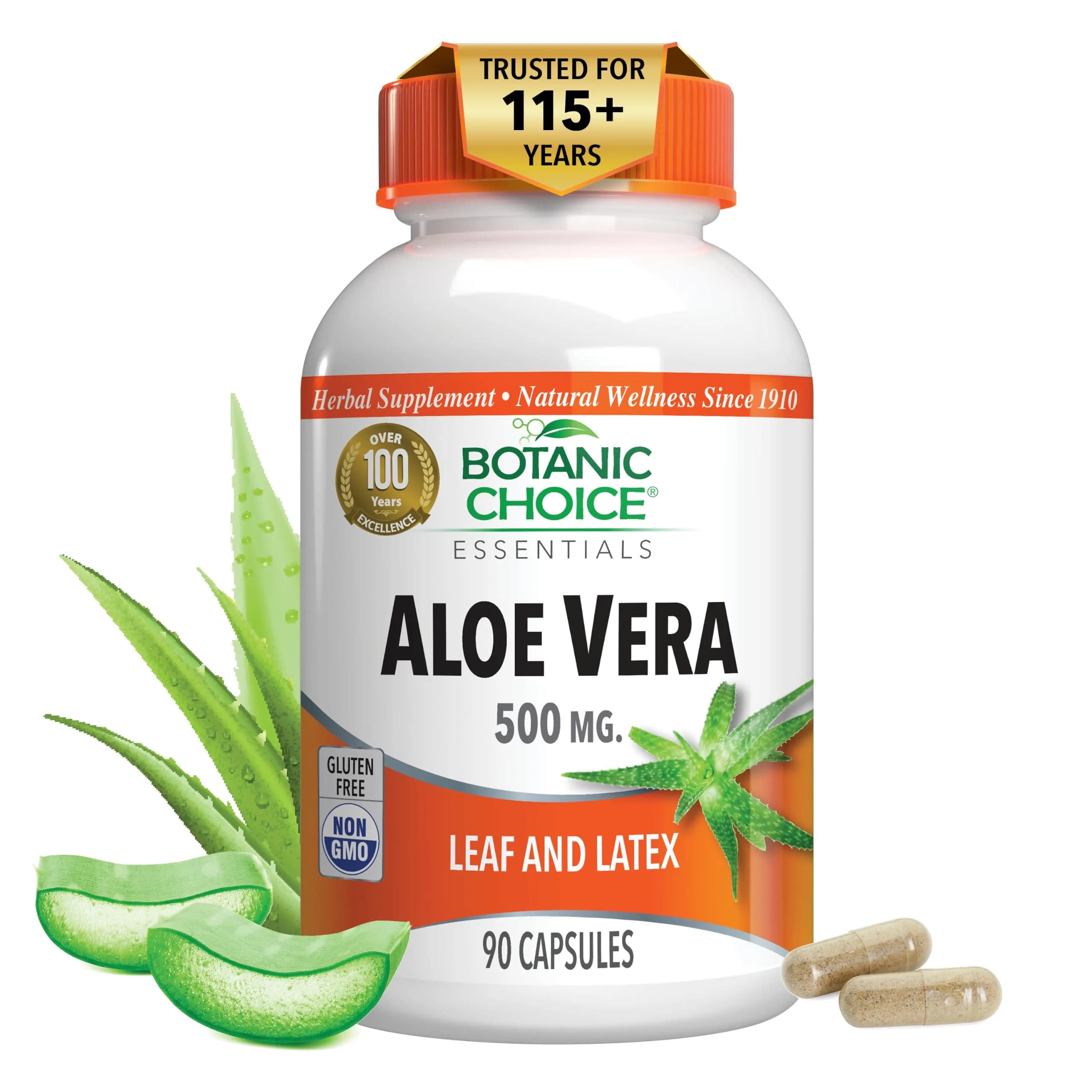 Botanic Choice Aloe Vera Leaf & Latex 500mg | Digestive & Immune Support in 90 Capsules