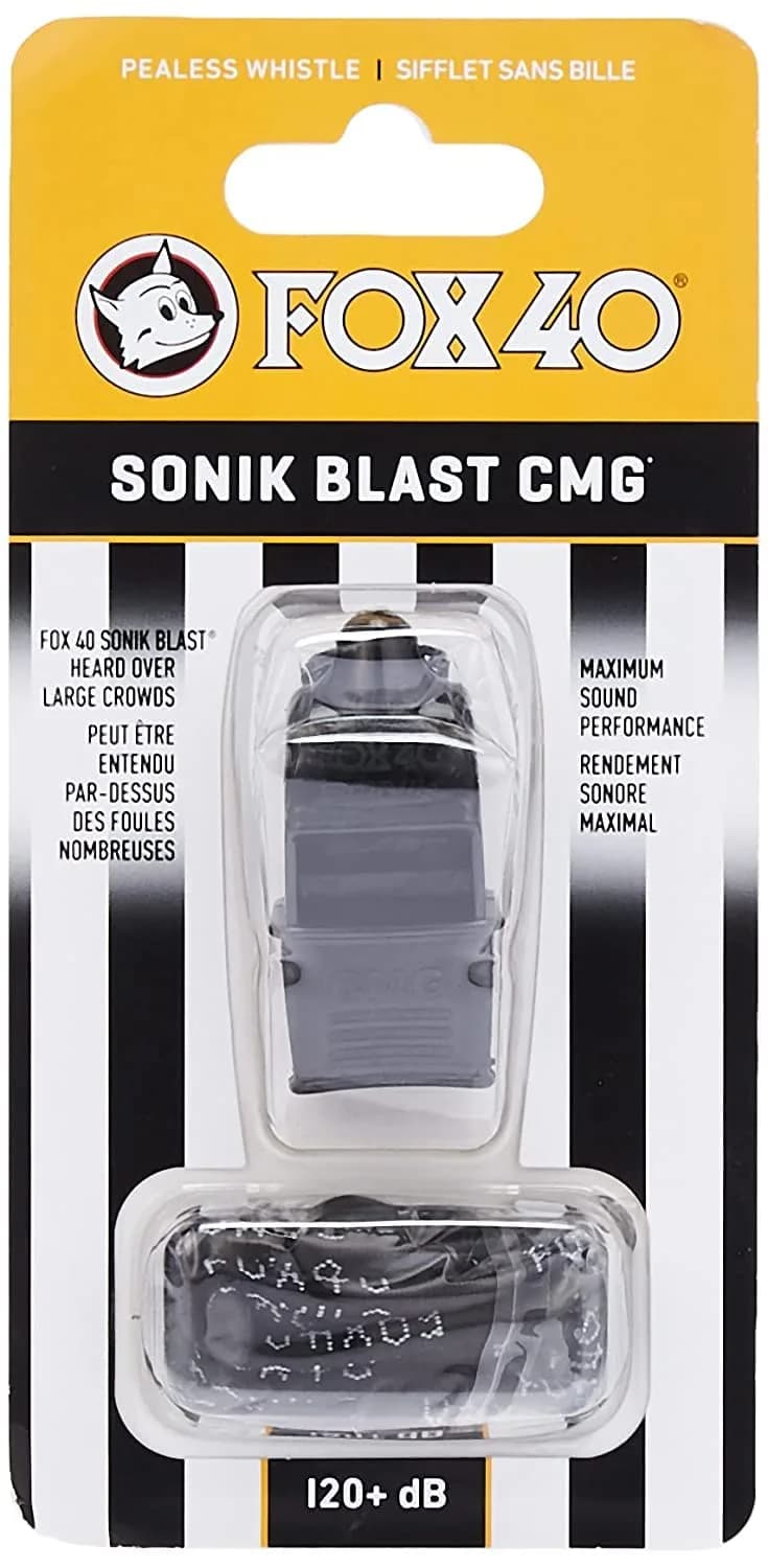Fox 40 Sonik Blast CMG Whistle with Break Away Lanyard (Black) | Loud 120+ dB Signaling Device for Crowd & Rescue - main product image