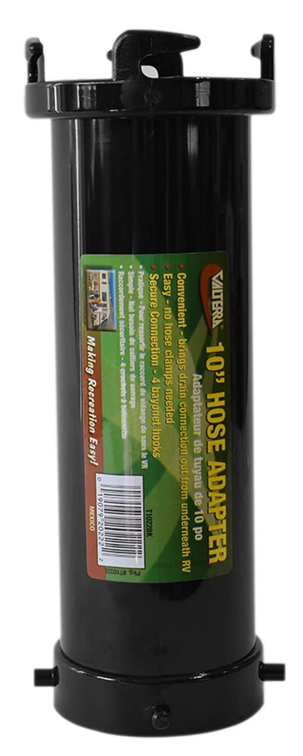 Valterra 10" Sewer Drain Extension Hose Adapter with Seal, Black | Connects RV Waste Outlets Securely - main product image
