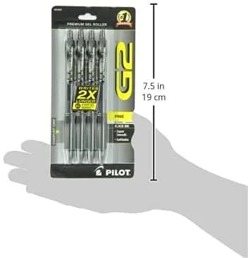 PILOT G2 Premium Rolling Ball Gel Pens, Black Ink, 0.7mm Fine Point, 4-Pack | Smooth Writing for Students & Office thumbnail 7