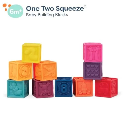 B. toys One Two Squeeze Soft Building Blocks 10 Pack | Educational Toy for Babies 6+ Months thumbnail 5