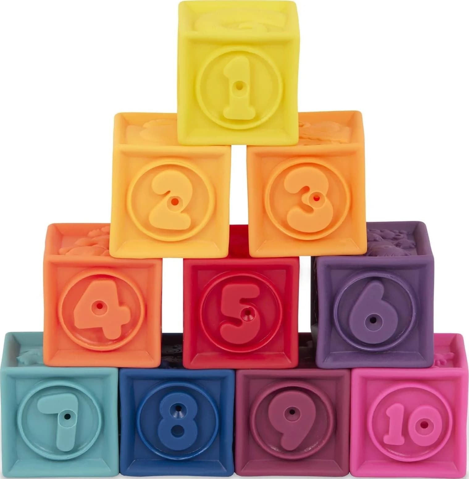 B. toys One Two Squeeze Soft Building Blocks 10 Pack | Educational Toy for Babies 6+ Months - main product image
