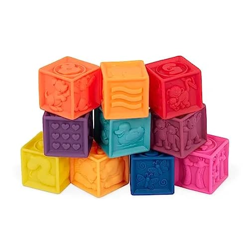 B. toys One Two Squeeze Soft Building Blocks 10 Pack | Educational Toy for Babies 6+ Months thumbnail 8